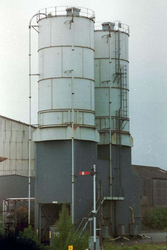 Photo of The soda-ash silos.