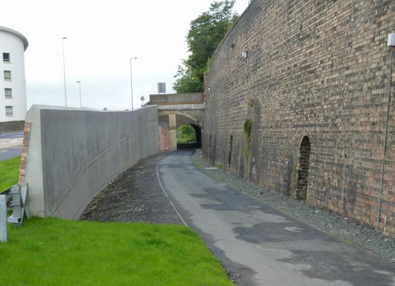 Photo of Galashiels A7 bridge new retaining wall