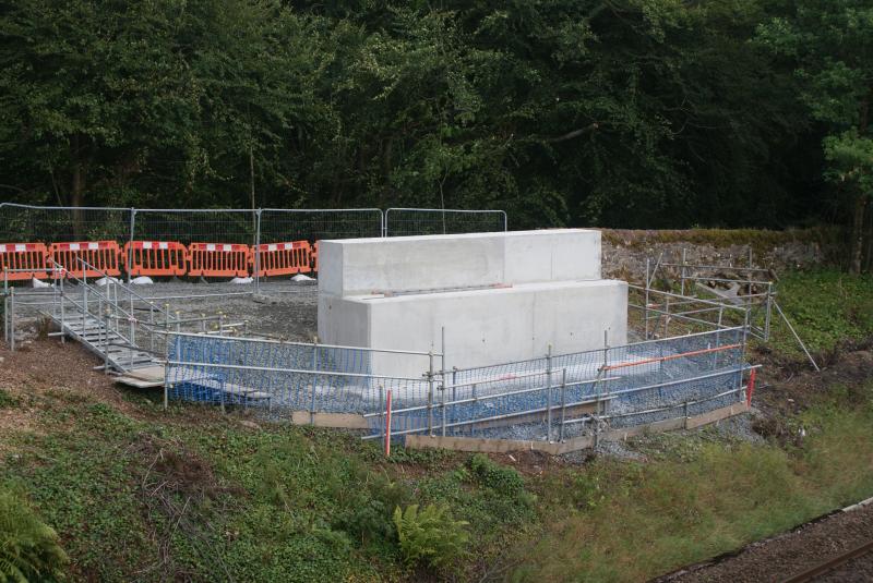 Photo of The east side abutment of the temporary bridge at Mill of Keir 11.08.13