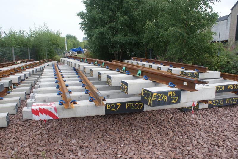 Photo of No 27 points components lie ready to be installed at Stirling.