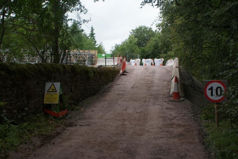 Photo of The ramp up to the temporary Mill of Keir bridge. 01.09.13