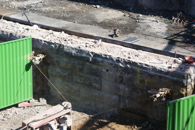 Photo of A closer view of one of the cheesewire saws in action. 08.09.13