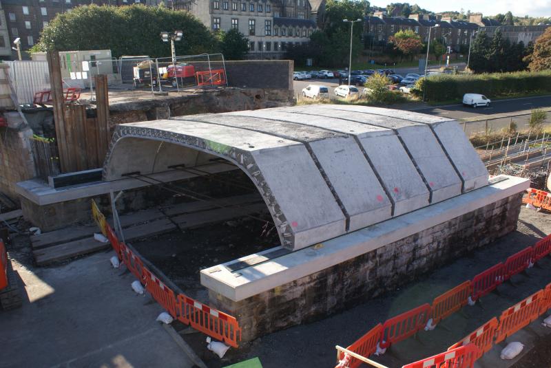 Photo of Span 5 at Shore Road has some Con-arch sections in place today