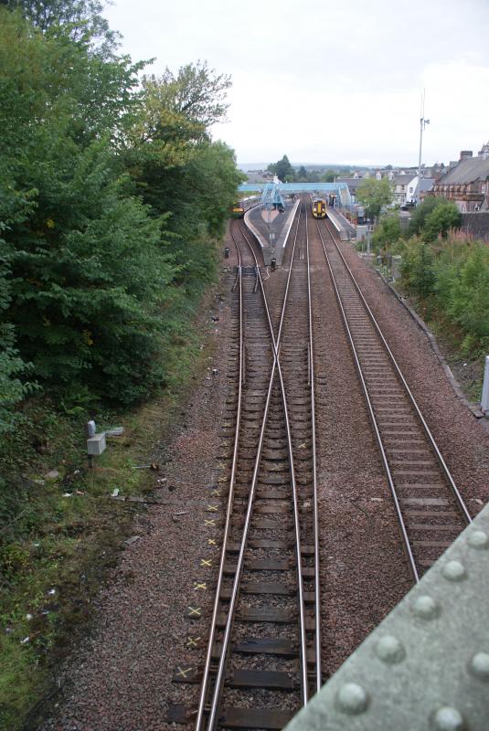 Photo of X marks the spot. The sleepers that are to be replaced at Dunblane Station's southern points.