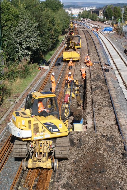 Photo of Drainage works just north of Kerse Road bridge on 14.09.13