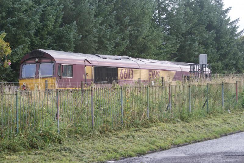 Photo of 66113 parked up with 6K11 at Cornton Foot Crossing 15.09.13