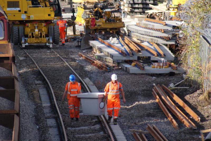 Photo of Sections of No.50 points await fitment at Stirling