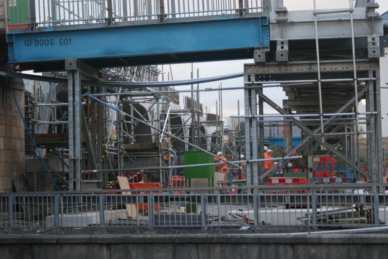 Photo of The south side of Shore Road bridge on the evening of  22.09.13 with all Con-arch sections now in place.