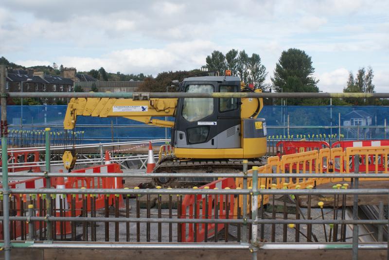 Photo of The mini crawler crane sitting on Shore Road's deck