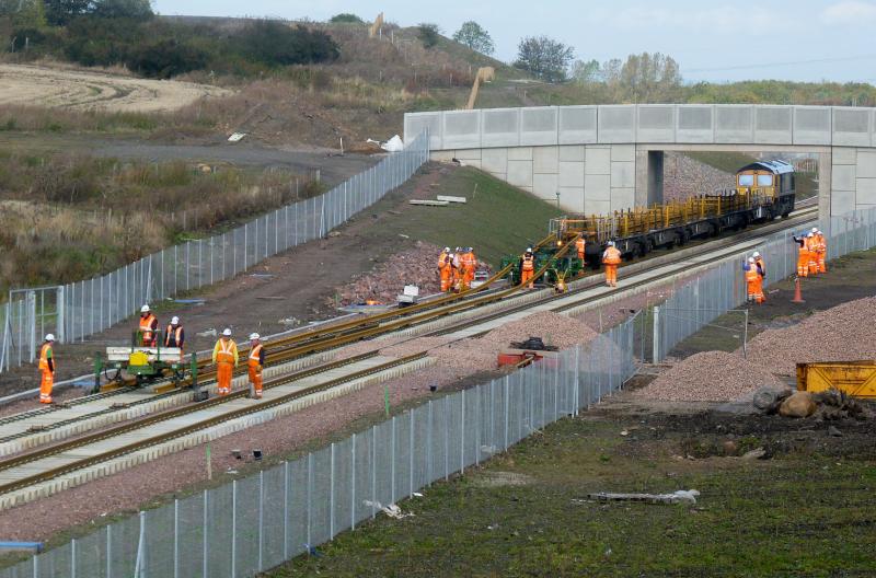 Photo of tracklaying machine on Borders Railway