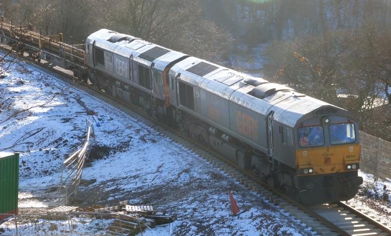 Photo of 66723 / 747 just outside Galashiels.