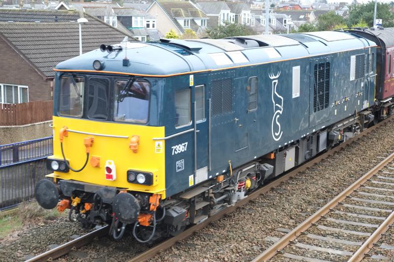 Photo of Caledonian Sleeper Loco at Golf Street Carnoustie