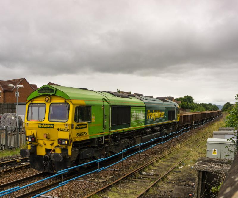 Photo of 66522 passes Larbert with 6K30 for Mossend. 14.8.16