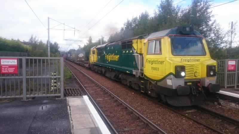 Photo of 70003 passing Coatbridge Central