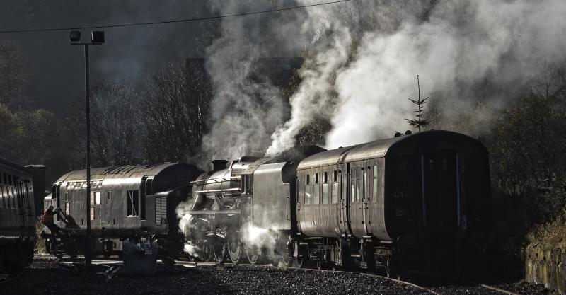 Photo of 45407 AND 37518 CATCH THE MORNING SUN AT CRIANLARICH 1.11.16.jpg