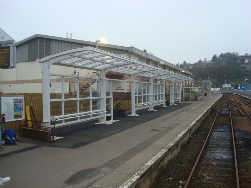 Photo of Oban Station - New and Old Platform Shelters