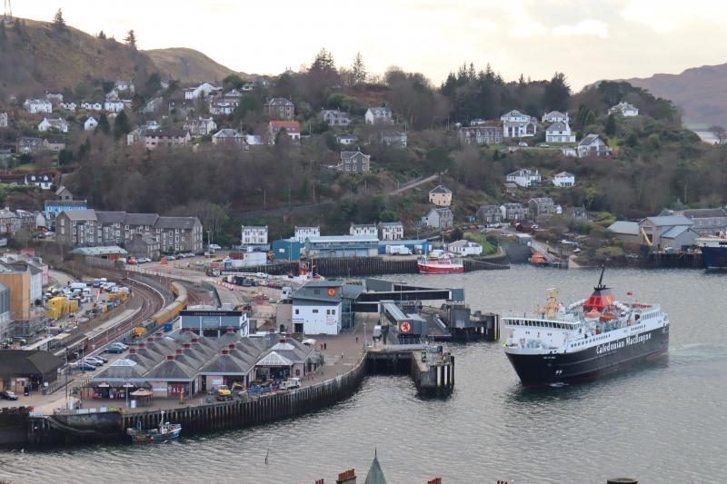 Photo of Oban Station with Network Rail Test Train in Siding