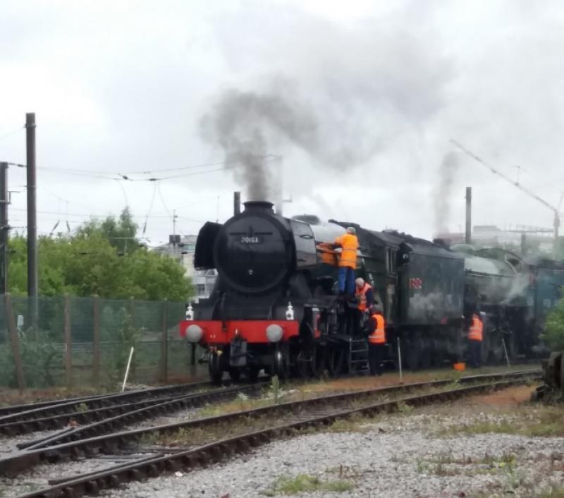 Photo of Flying Flying Scotsman and B1 get prepped at NRM for weekend in Scotland