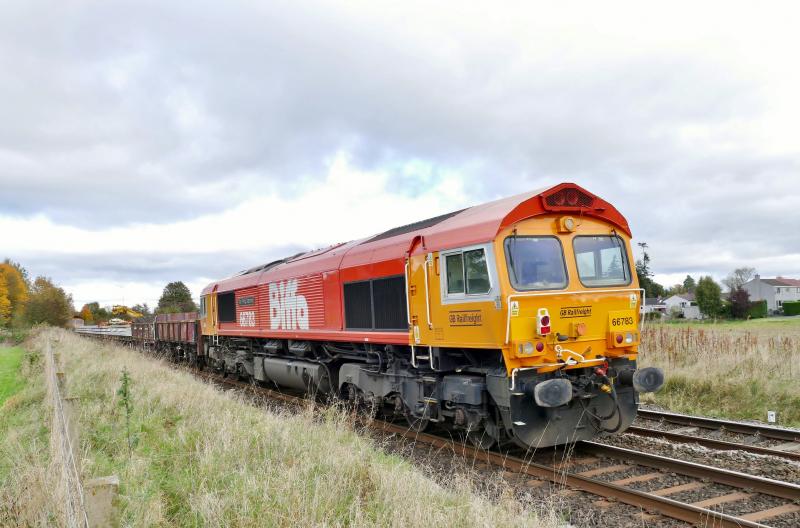 Photo of 66783 on the rear of 6K04 at Luncarty near Stanley 'Jnc'...20-10-19. 