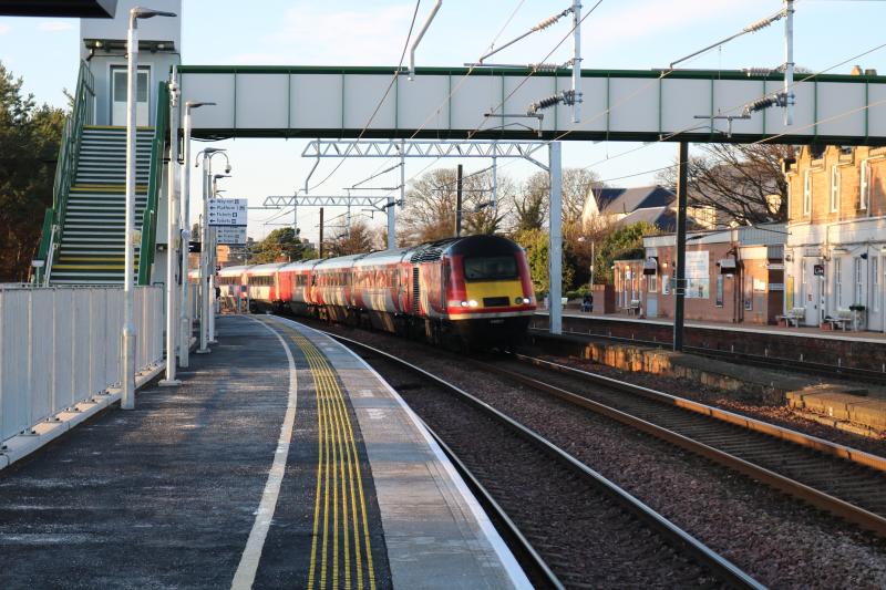 Photo of The final LNER HST speeds through Dunbar