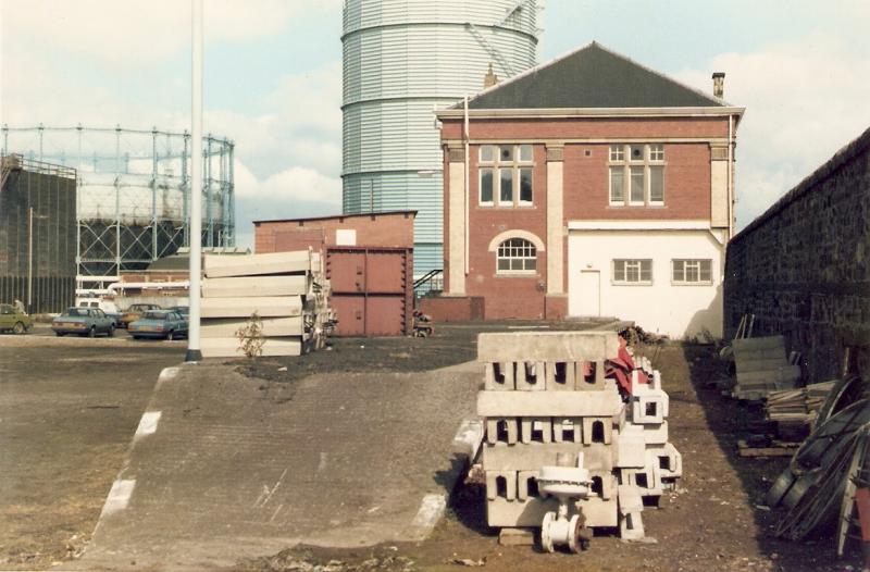 Photo of Granton gasworks station building 1986