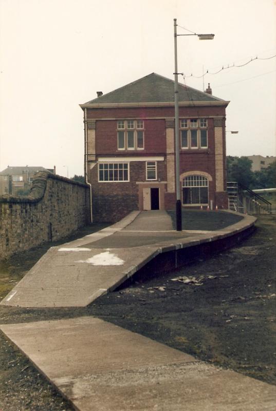 Photo of Granton gasworks station building 1986