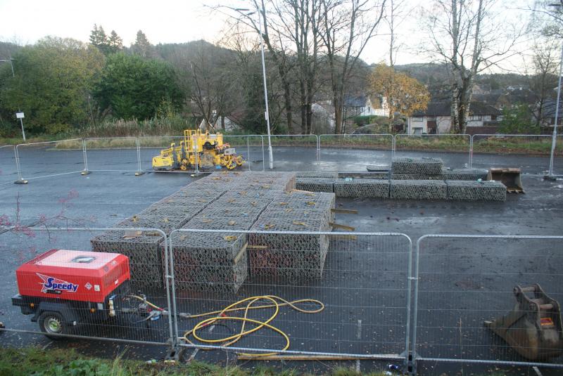 Photo of Pre-made gabion baskets at BofA station car park