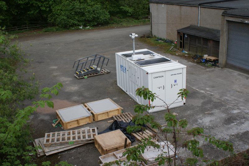 Photo of Dunblane Old Abattoir site being used as an NR Compound