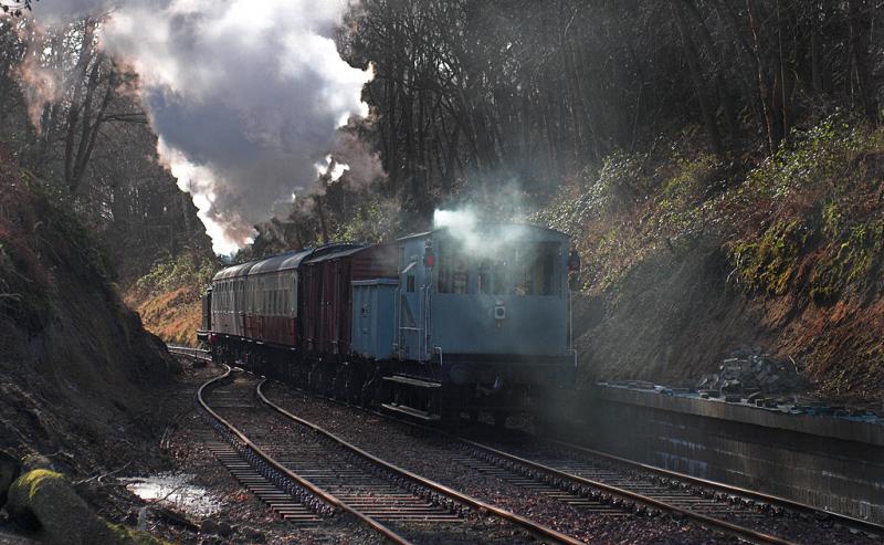 Photo of Smoking brake van at Birkhill. B&KR 25 Feb 2009