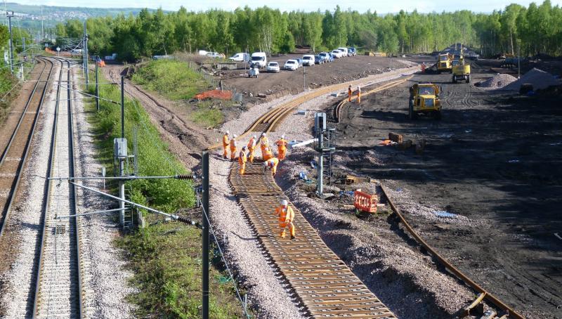 Photo of sleepers laid on new formation of Border Rail link