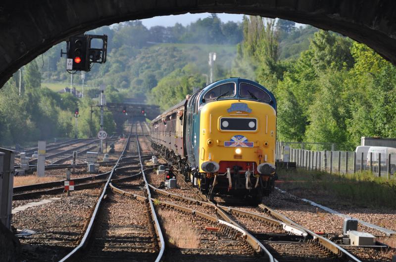 Photo of 55022 approaching Perth Station on SPRS Kyle Crusader Rail Tour